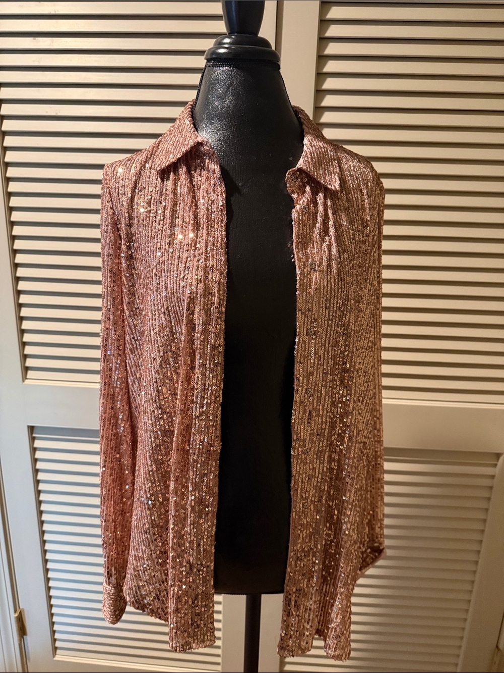 Halogen Rose Gold Sequin Open-Front Blazer